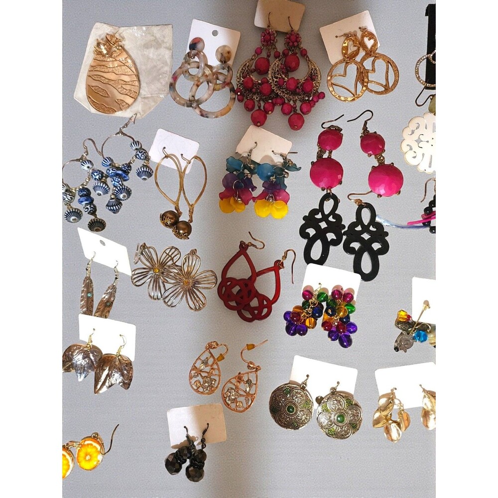 40 Pair Earring Lot Boho Dangle Statement Novelty Studs Wholesale Bulk Reseller - Picture 5 of 6